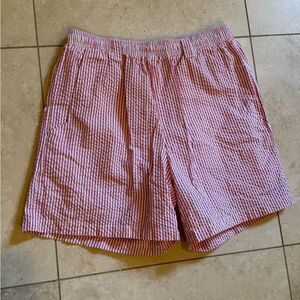 Columbia Red Seersucker Swim Trunks